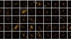 A collage of images of different galaxies over dark backgrounds