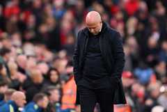 LIVERPOOL, ENGLAND - NOVEMBER 22: Arne Slot, Manager of Liverpool, looks dejected following defeat in the Premier League match between Liverpool and Nottingham Forest at Anfield on November 22, 2025 in Liverpool, England. (Photo by Liverpool FC/Liverpool FC via Getty Images)