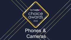 The TechRadar Choice Awards 2025 logo, which is a gold diamond, against a blue background with sharp-angled gold lines