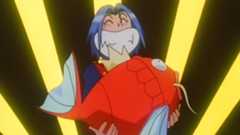 Pokemon anime screenshot of James from Team Rocket holding a Magikarp