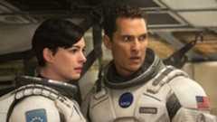 Matthew McConaughey as Joseph "Coop" Cooper and Anne Hathaway as Dr. Amelia Brand in Interstellar.