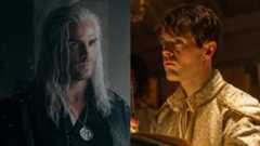 From left to right: Liam Hemsworth as Geralt and Joey Batey as Jaskier. 