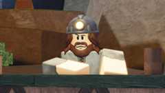 One of the shop NPCs in the Roblox game The Forge. He's got brown hair with a bear and is wearing a flashlight helmet, like a miner would.