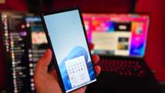 Windows 11 on a phone mock up