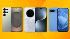 The best camera phones on a yellow background