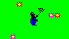 The protagonist of Butterflies wielding his butterfly net.