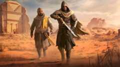 Assassin&#039;s Creed Mirage: Valley of Memory key art - two dudes in the desert