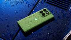 The Motorola Edge 60 resting on a car bonnet