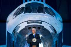 Vice President Mike Pence delivering opening remarks during the first meeting of the National Space Council on Oct. 5, 2017.