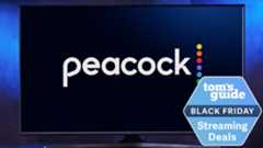 Peacock on a TV screen with Black Friday deal logo