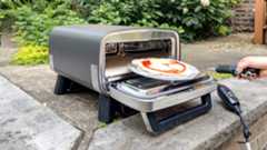 Ninja Artisan Outdoor Pizza Oven in a back yard