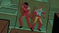 Two men in a labyrinth on the cover of Dark Spaces: Dungeon