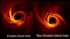 An illustration of future black hole images showing a subtle variation between those described by general relativity and those not.