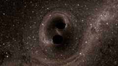 An animation of two black holes merging