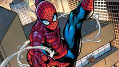 Spider-Man swinging through New York City