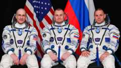 The Roscosmos Soyuz MS-26 crew of (pictured left to right) NASA astronaut Don Pettit, and Roscosmos cosmonauts Alexey Ovchinin and Ivan Vagner.