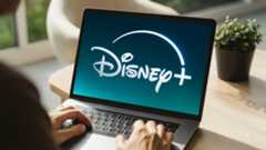 The Disney+ logo appearing on a laptop screen