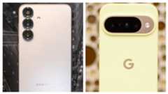 A composite image of the Samsung Galaxy S25 and Google Pixel 10
