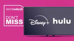 A TV with the Disney Plus and Hulu logos displayed next to the words &#039;don&#039;t miss&#039;