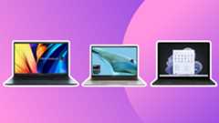 Three of the best laptops for Cricut makers on a purple background