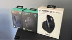 A shot of three Logitech mice. 