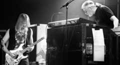 Steve morse and Jon Lord play onstage together during a 1996 Deep Purple show in Amsterdam.