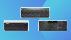 Three of the best keyboards on a blue background