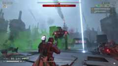 Helldivers 2 helldiver aiming at war strider