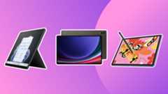 Three of the best iPad alternatives on a purple background