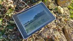 XPPen Magic Drawing Pad review; a drawing tablet on a stone wall