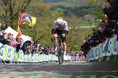 LIEGE BELGIUM APRIL 24 Tadej Pogacar of Slovenia and UAE Team Emirates attacks in the Cte de La Redoute during the 110th Liege Bastogne Liege 2024 Mens Elite a 2545km one day race from Liege to UCIWT on April 24 2024 in Liege Belgium Photo by Dario BelingheriGetty Images