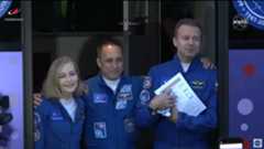 NASA TV still images from the pre-launch activities of the Soyuz MS-18 launch to the International Space Station on Oct. 5, 2021.