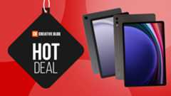 Samsung Tab S9+ and A9+ on a read deals background