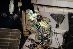 Expedition 65 Flight Engineer Pyotr Dubrov from Roscosmos is pictured during a spacewalk on Sept. 3, 2021.