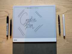 An Onyx Boox Note Max ereader on a desk