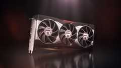 The AMD Radeon RX 6900 XT in a studio photo set