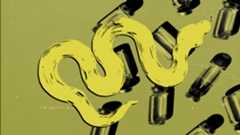 An illustration of a snake over vials of antivenom