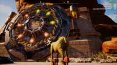 Goat Simulator 3 screenshot showing goat looking at a vault