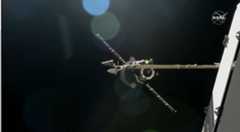 The uncrewed Progress 79 cargo ship approaches the International Space Station&#039;s Zvezda service module during docking operations in orbit on Oct. 29, 2021.