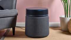 The Blueair Blue Signature air purifier is pictured in a pink living room.