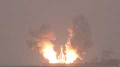 The Chinese company Orienspace&#039;s Gravity-1 rocket launches for the second time ever, lifting off from a ship on Oct. 10, 2025.