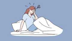 A drawing of a woman waking up at night in distress from an old mattress