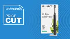 Suri electric toothbrush on a blue background