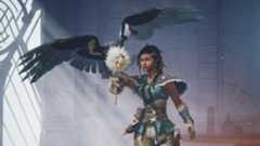 Condor emotes with her vulture in Highguard