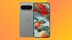 Google Pixel 9 Pro on an orange background