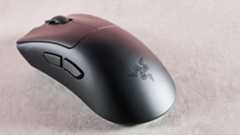 Three-quarter view of Razer DeathAdder V3 HyperSpeed on desk