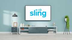 A sitting room with Sling TV on the television 