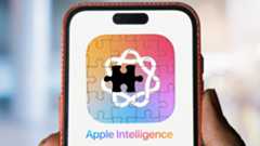 Apple Intelligence logo made to look like puzzle on iPhone 