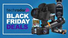 Garmin, Miofive, Nextbase and Vantrue dash cams on a blue background with Black Friday deals text overlay