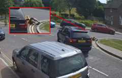 A car striking a cyclist in the UK